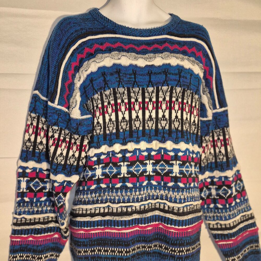PETER ENGLAND Vintage knit Ski sweater, bright and colorful in size XL